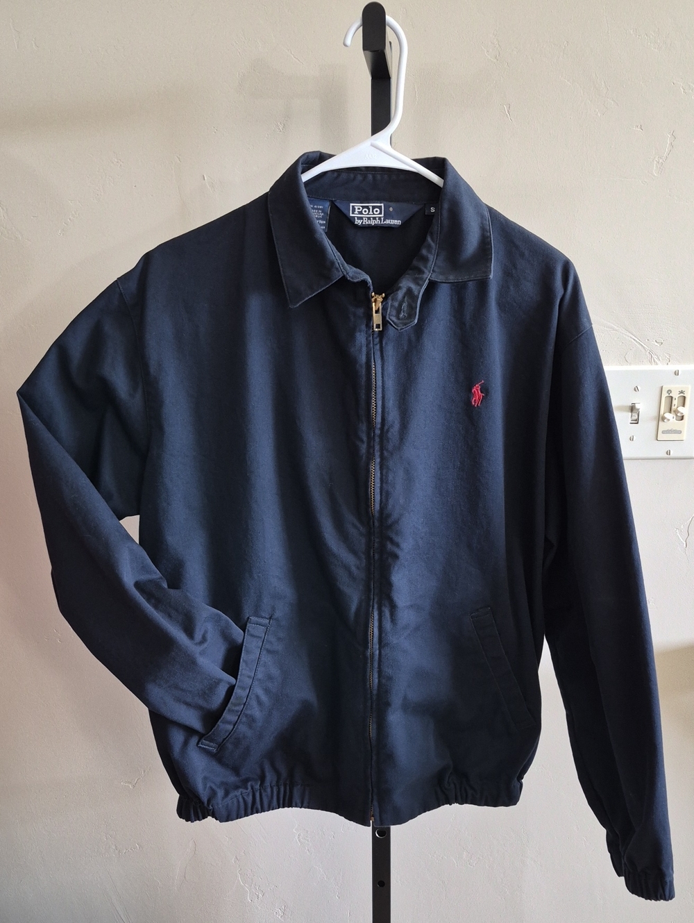 Vintage Polo Ralph Lauren Denim Bomber Jacket - Navy Blue Size S